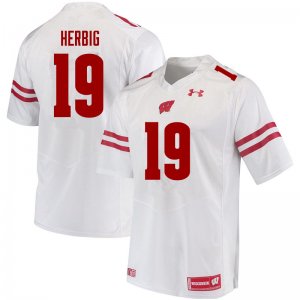 Men's Wisconsin Badgers NCAA #19 Nick Herbig White Authentic Under Armour Stitched College Football Jersey UC31D75DH